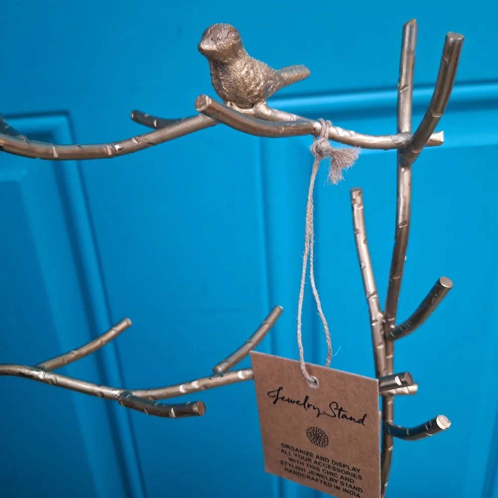 Birds Gold Metal Jewelry Display Stand Tree Branch Organizer Holder Gift for Her